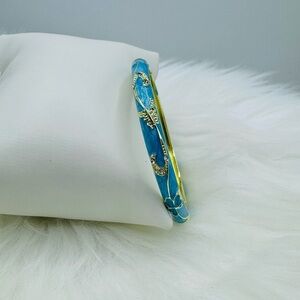 Flower Enamel Cloisonne Bracelet Bangle in Blue Style 2
